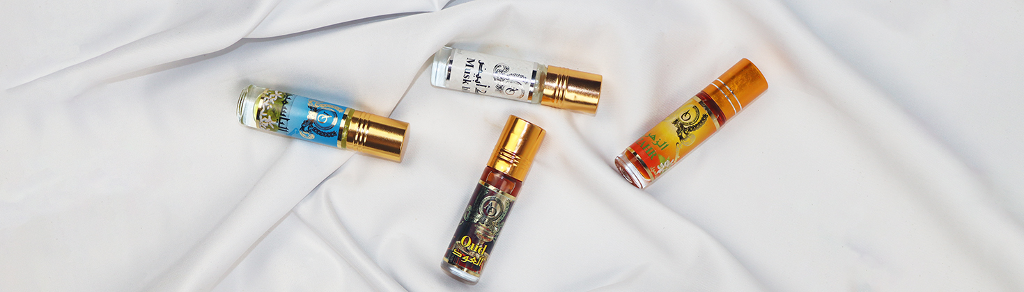 Collection des parfums Cocoon d'Orient : Royal Oud, Musc Blanc, Jasmin des Étoiles et Fleur d'Oranger, une gamme de fragrances naturelles inspirées de l’Orient.